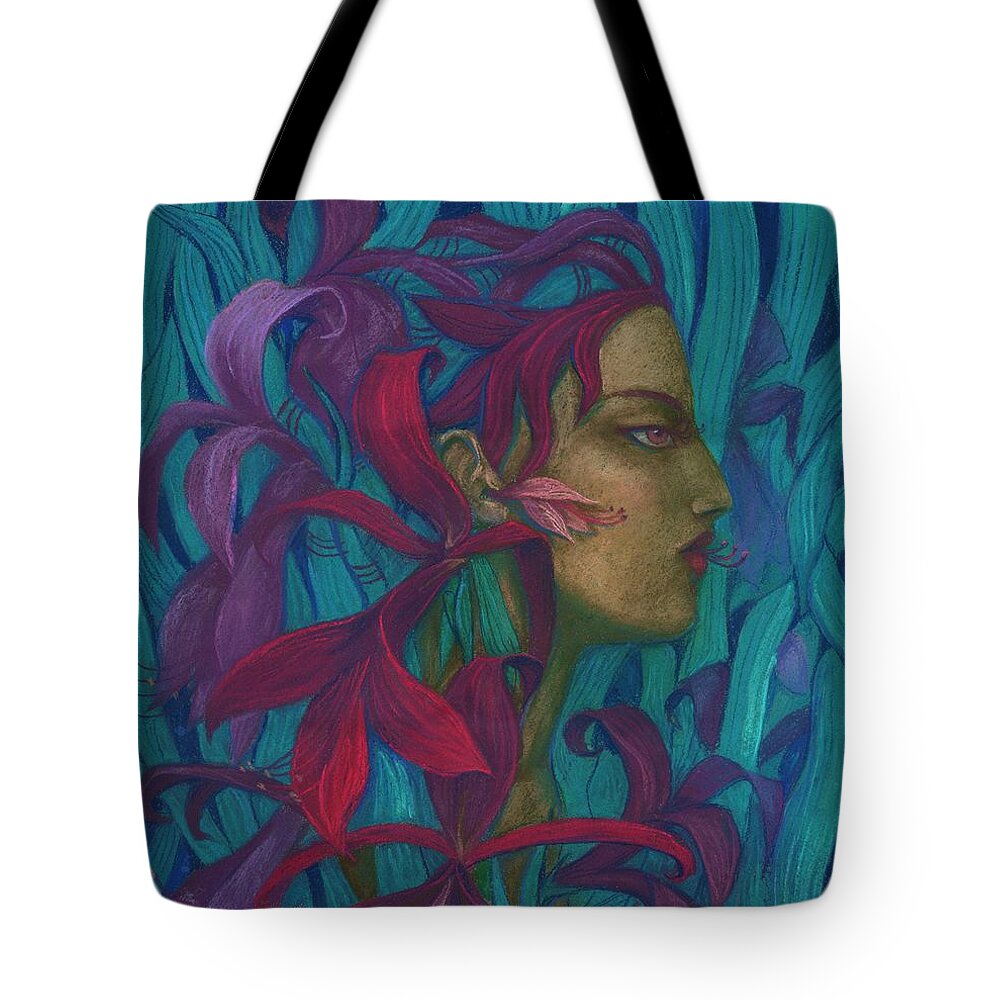 Amaryllis Flower Tote Bag featuring the painting Amaryllis by Julia Khoroshikh