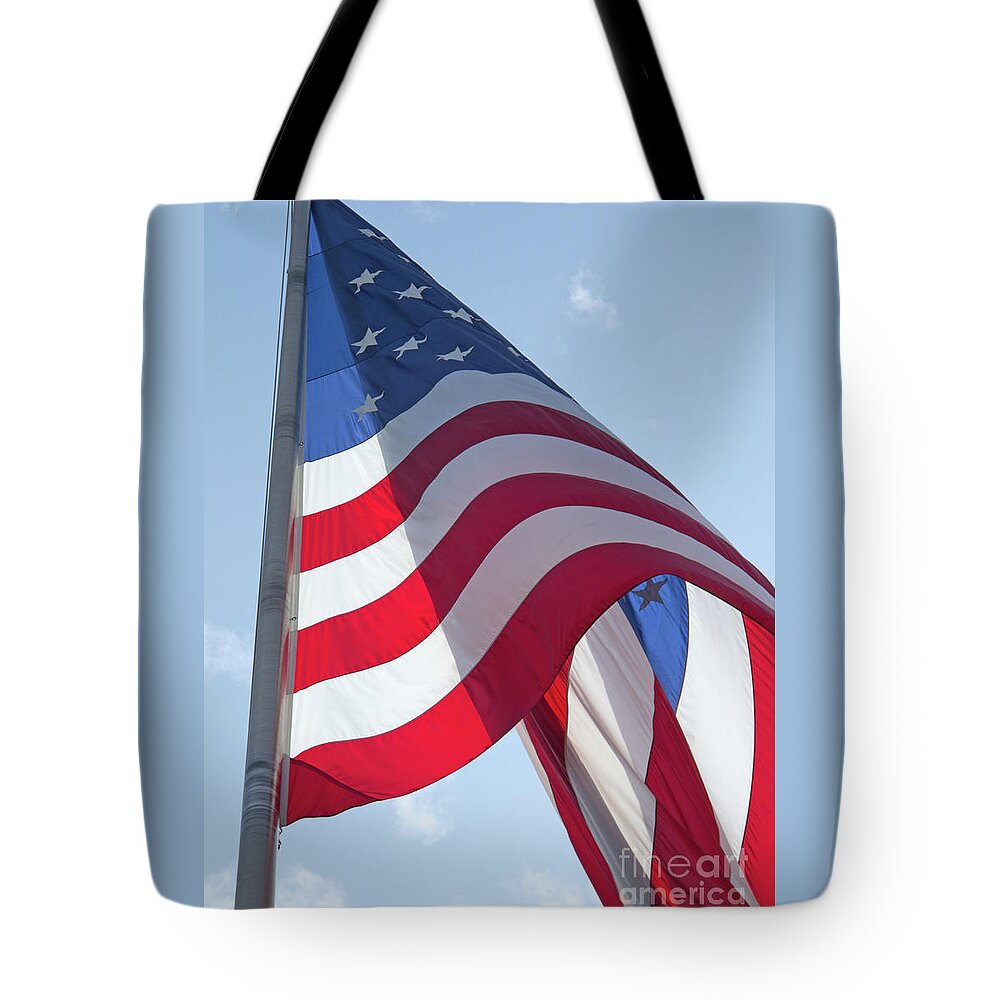 Flag Tote Bag featuring the photograph American Flag by Ann Horn