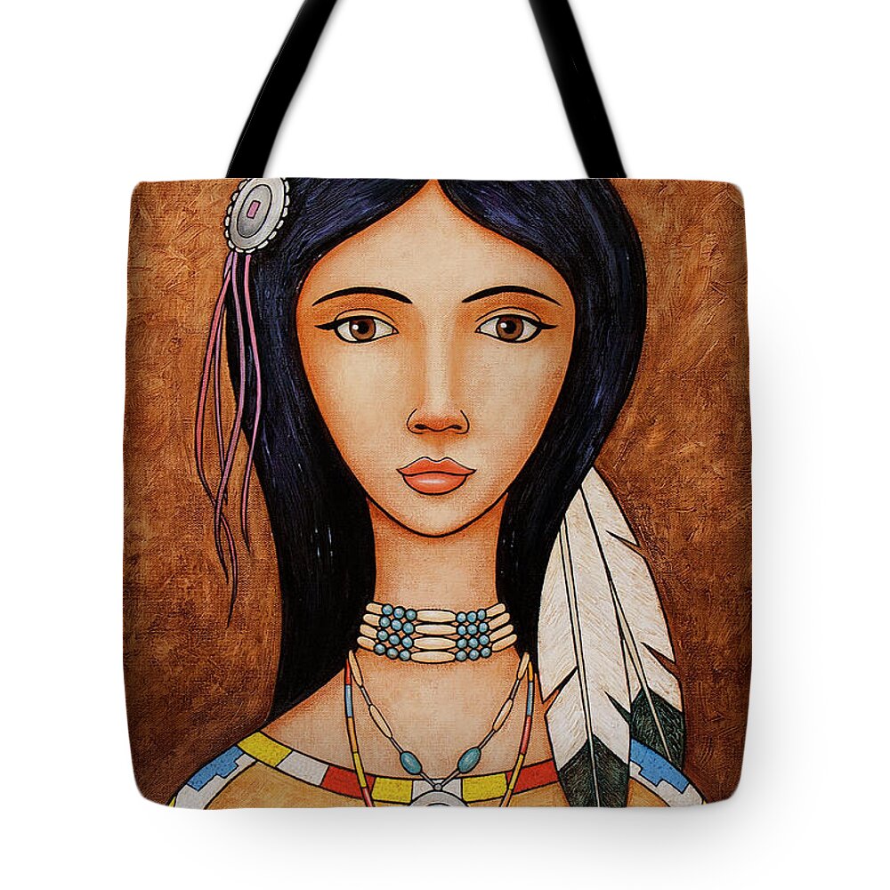 Native American Tote Bag featuring the painting American woman by Norman Engel