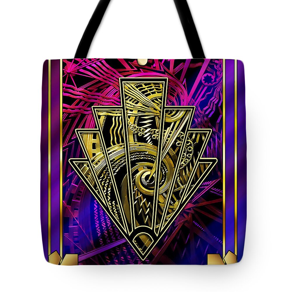Staley Tote Bag featuring the digital art Amethyst and Gold by Chuck Staley