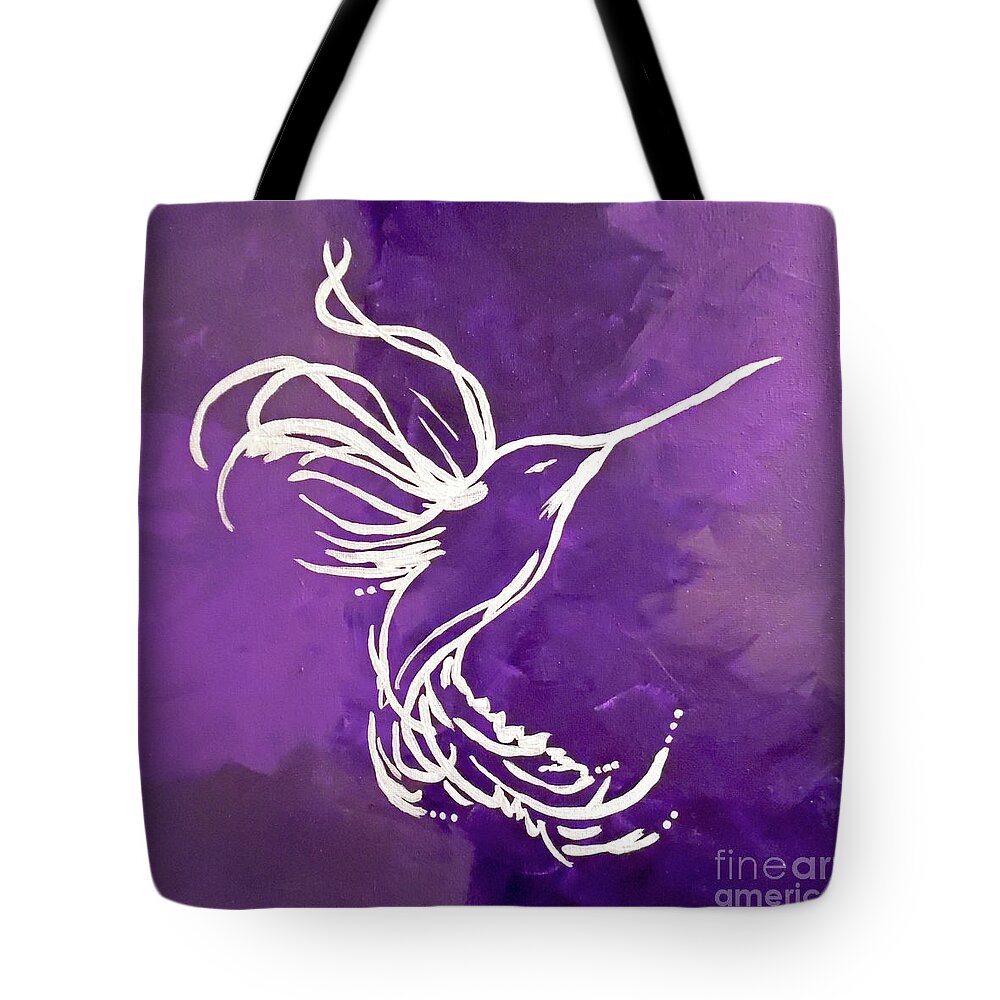 Bird Purple Tote Bag featuring the painting Amethyst by Jilian Cramb - AMothersFineArt