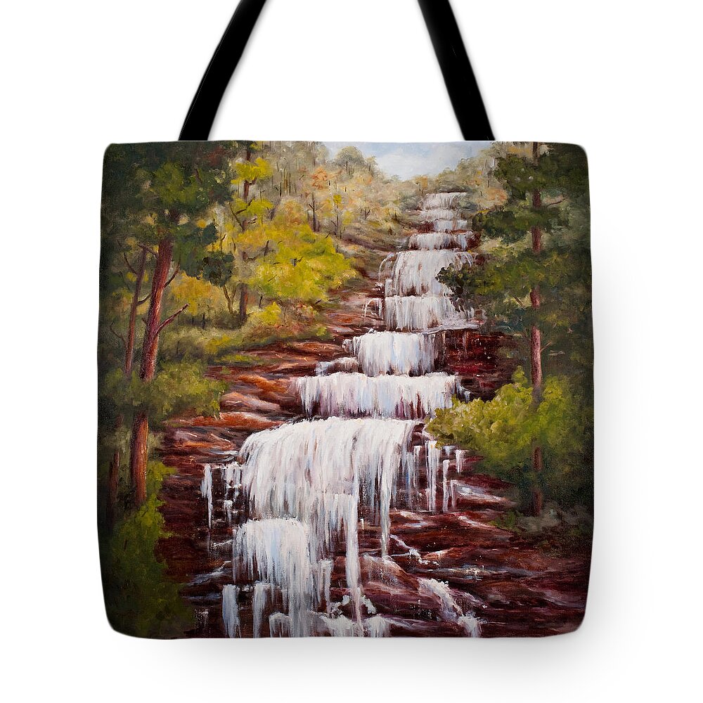 Waterfalls Tote Bag featuring the painting Amicalola Falls by Glenda Cason