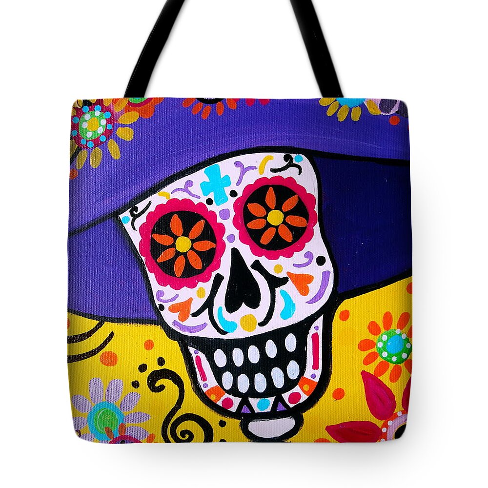 Day Of The Dead Tote Bag featuring the painting Amiga Catrina Smile by Pristine Cartera Turkus