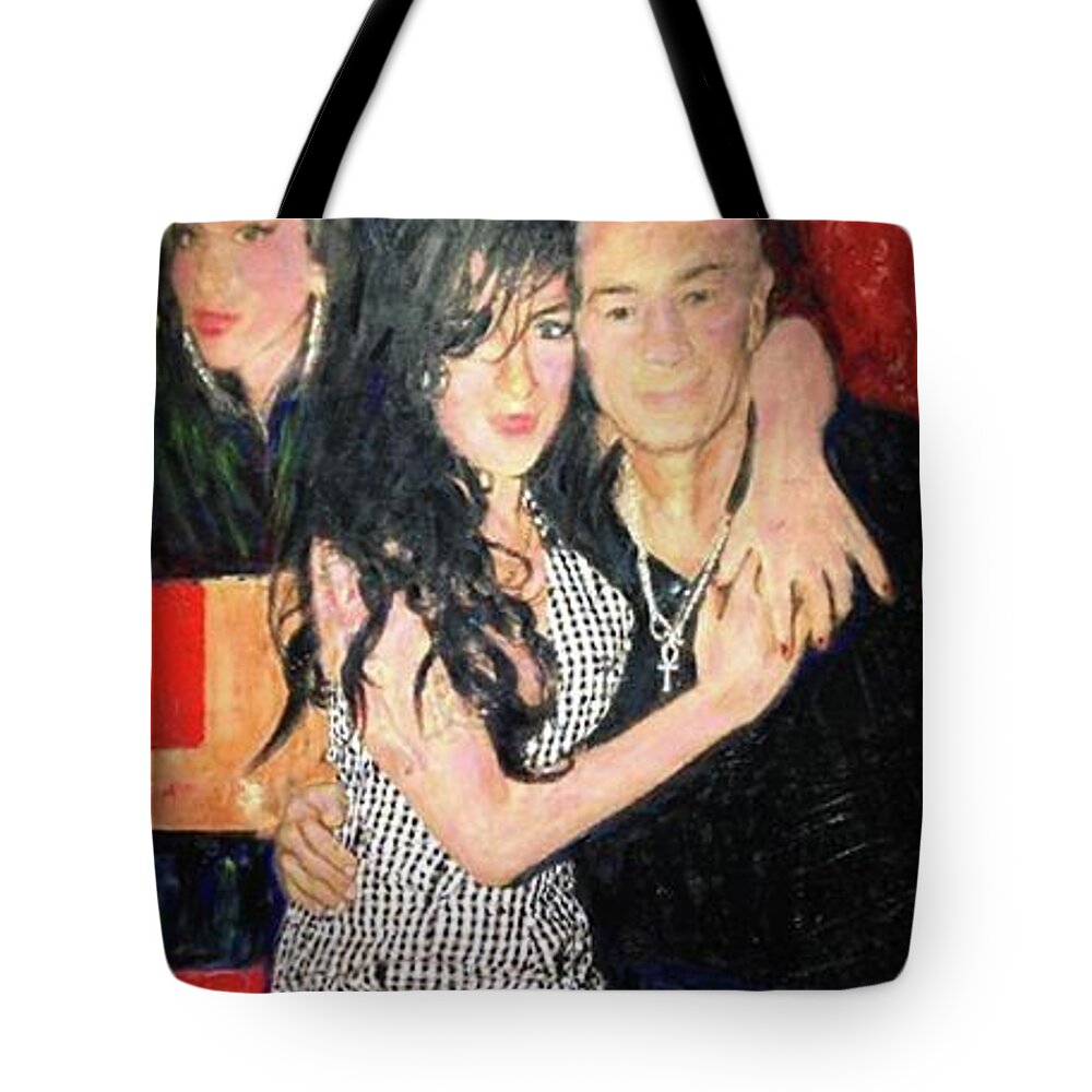 Amy Winehouse Tote Bag featuring the painting Amy and Sam by Sam Shaker