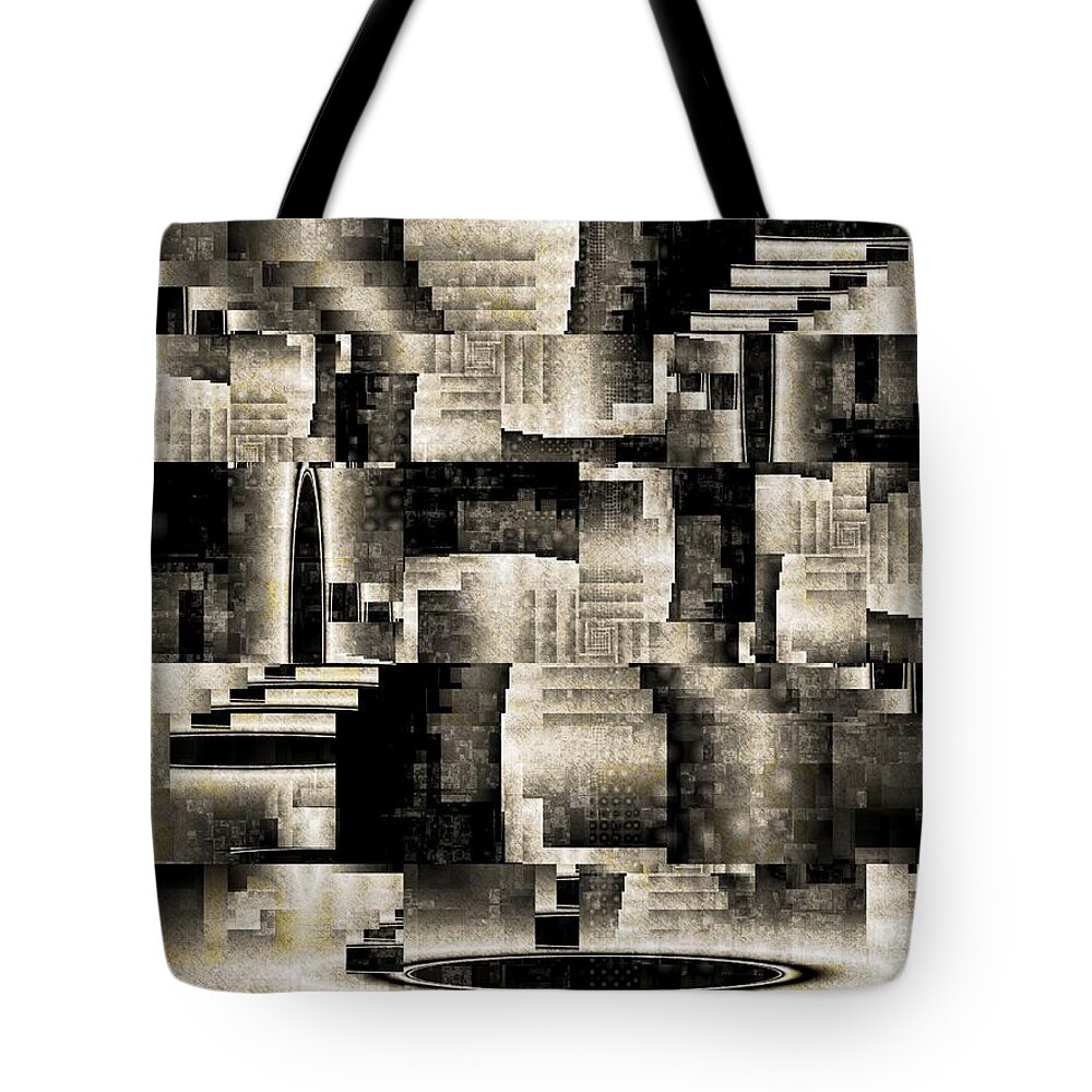 Fractal Tote Bag featuring the digital art Ancient Black Pool by Richard Ortolano
