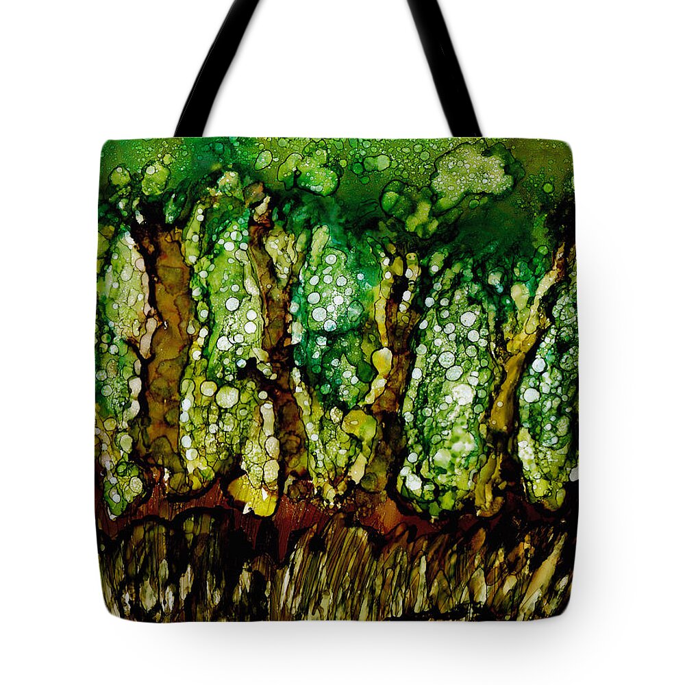 Tropical Tote Bag featuring the painting Ancient Friends by Angela Treat Lyon