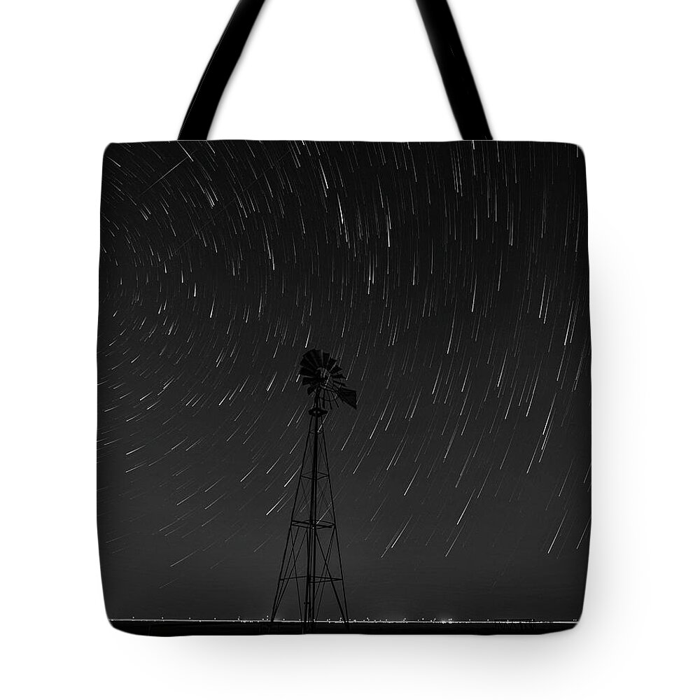 Stars Tote Bag featuring the photograph And the Stars Rained Down Black and White by Karen Slagle