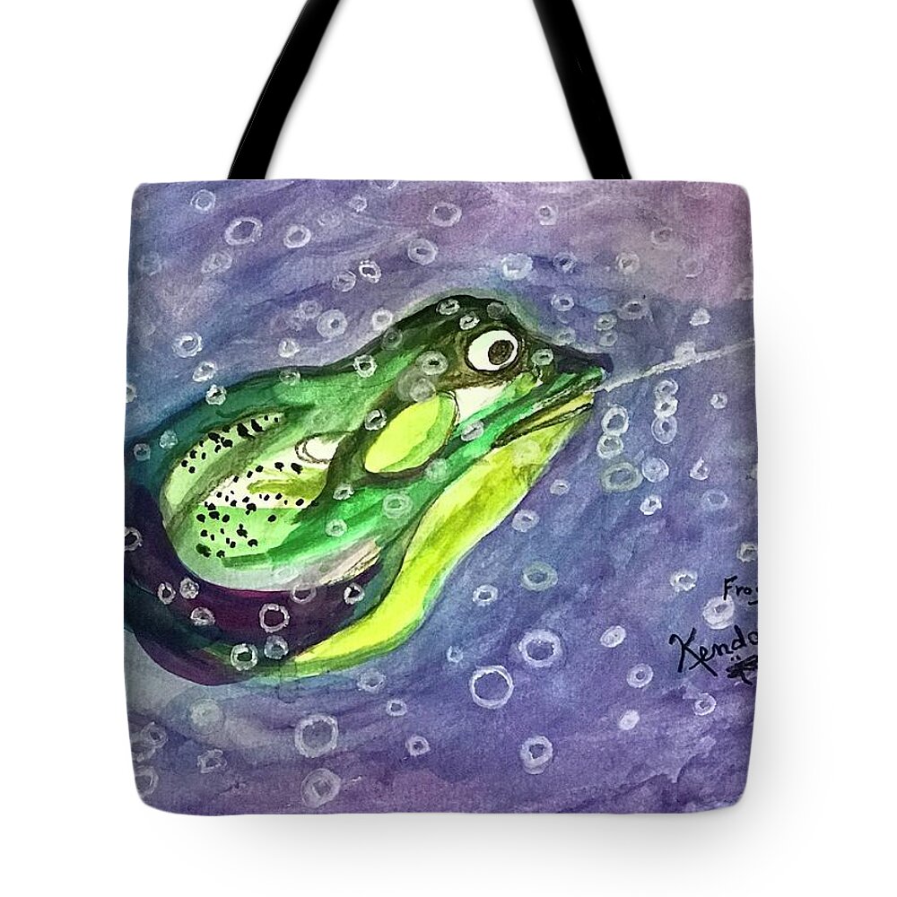 Andalucia. Spain. Frog. Ancient. Hilltown. Village Tote Bag featuring the painting Andalucian Frog in Fountain in Ancient Vejer Hilltown in Spain by Kenlynn Schroeder