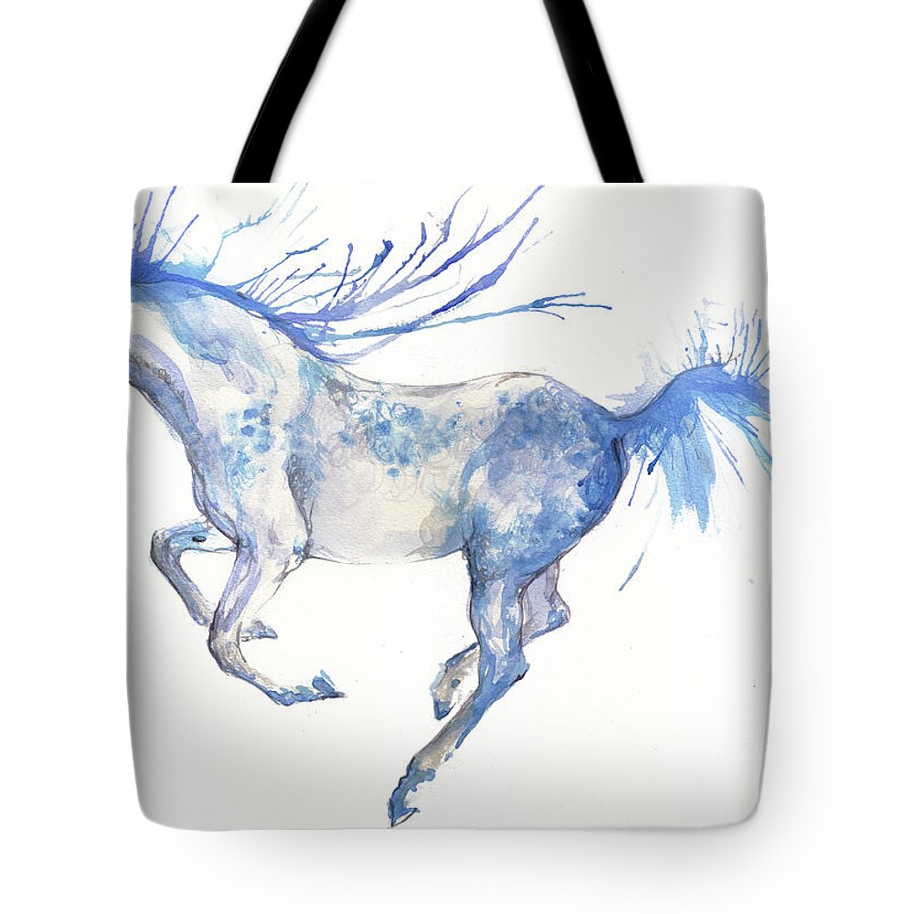 Horse Tote Bag featuring the painting Andalusian horse 2017 07 18 by Ang El