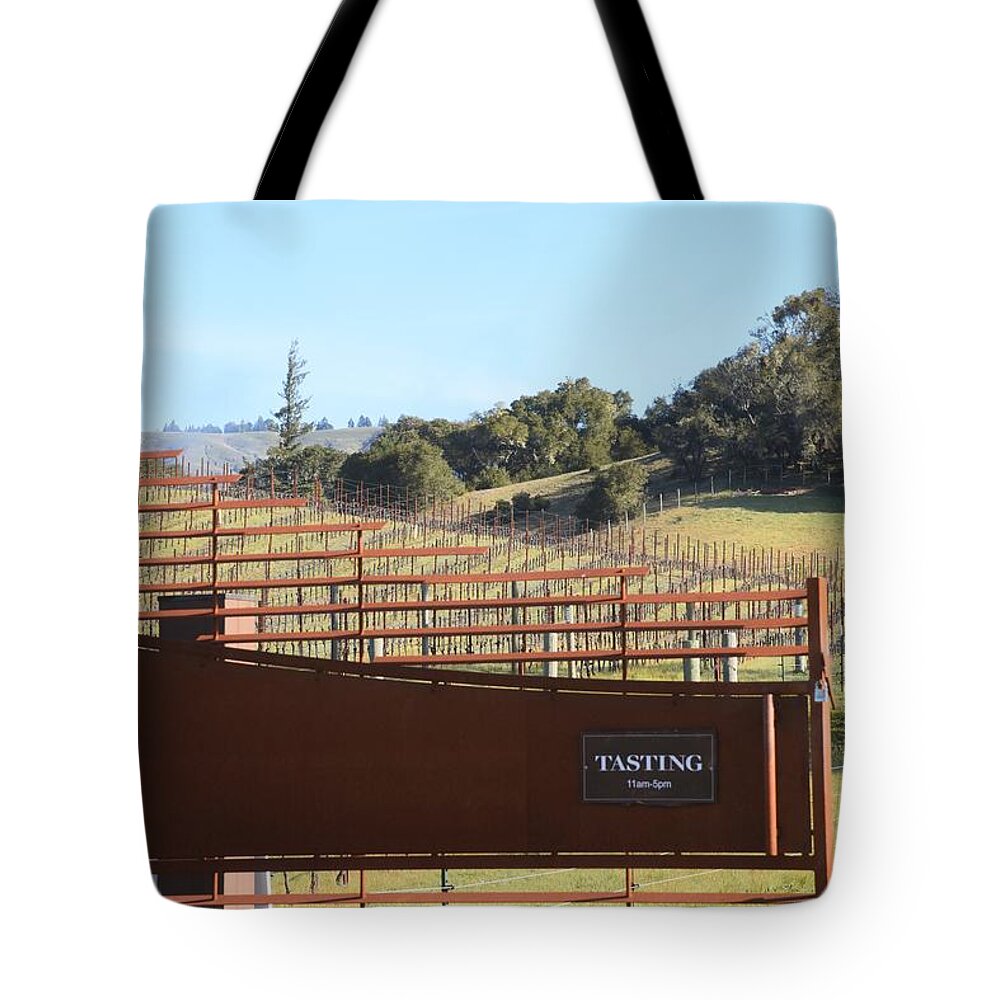Anderson Valley Tote Bag featuring the photograph Anderson Valley Vineyard by Lisa Dunn