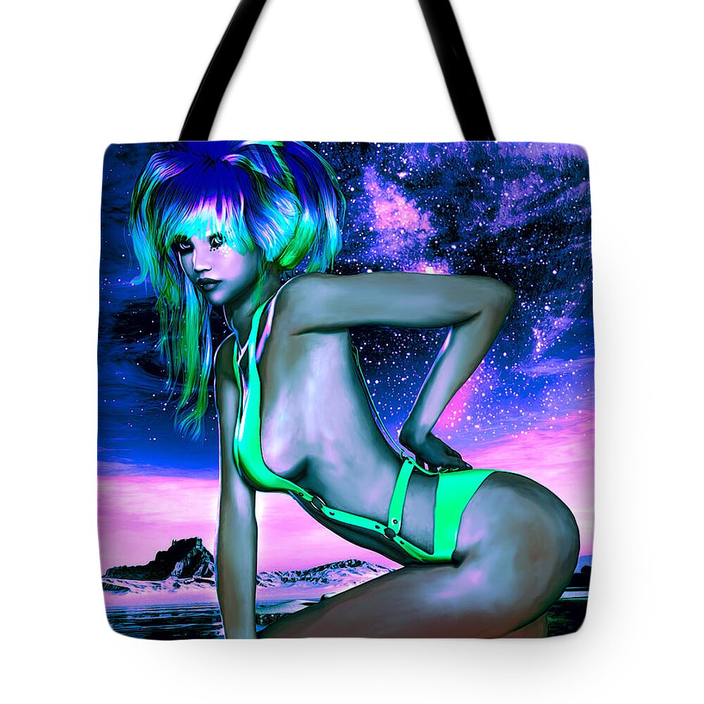 Pin-up Tote Bag featuring the digital art Andromeda by Alicia Hollinger