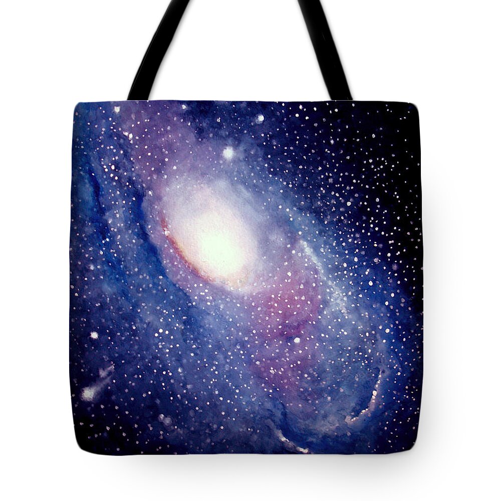 Andromeda Galaxy Tote Bag featuring the painting Andromeda Galaxy by Allison Ashton