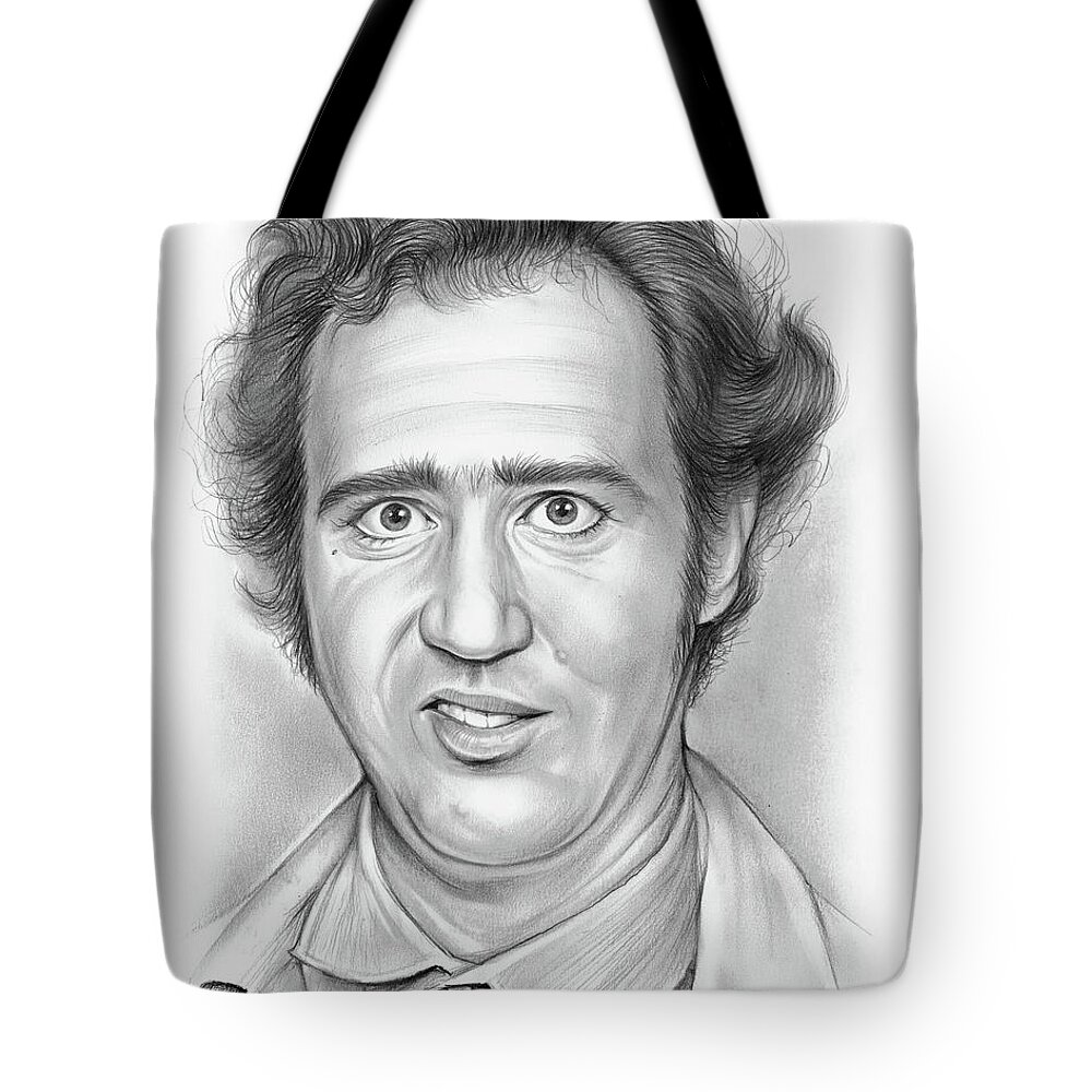 Andy Kaufman Tote Bag featuring the drawing Andy Kaufman by Greg Joens