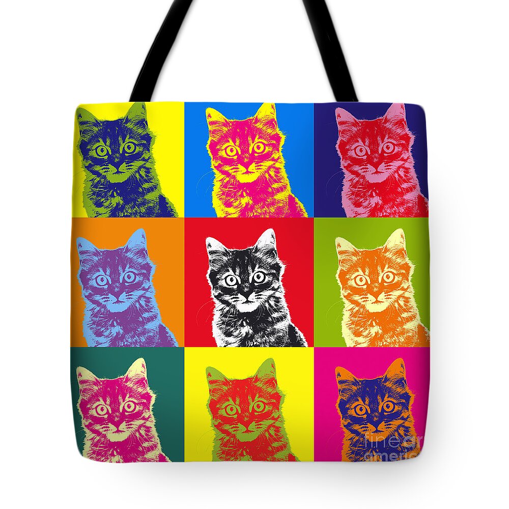 Warhol Tote Bag featuring the photograph Andy Warhol Cat by Warren Photographic