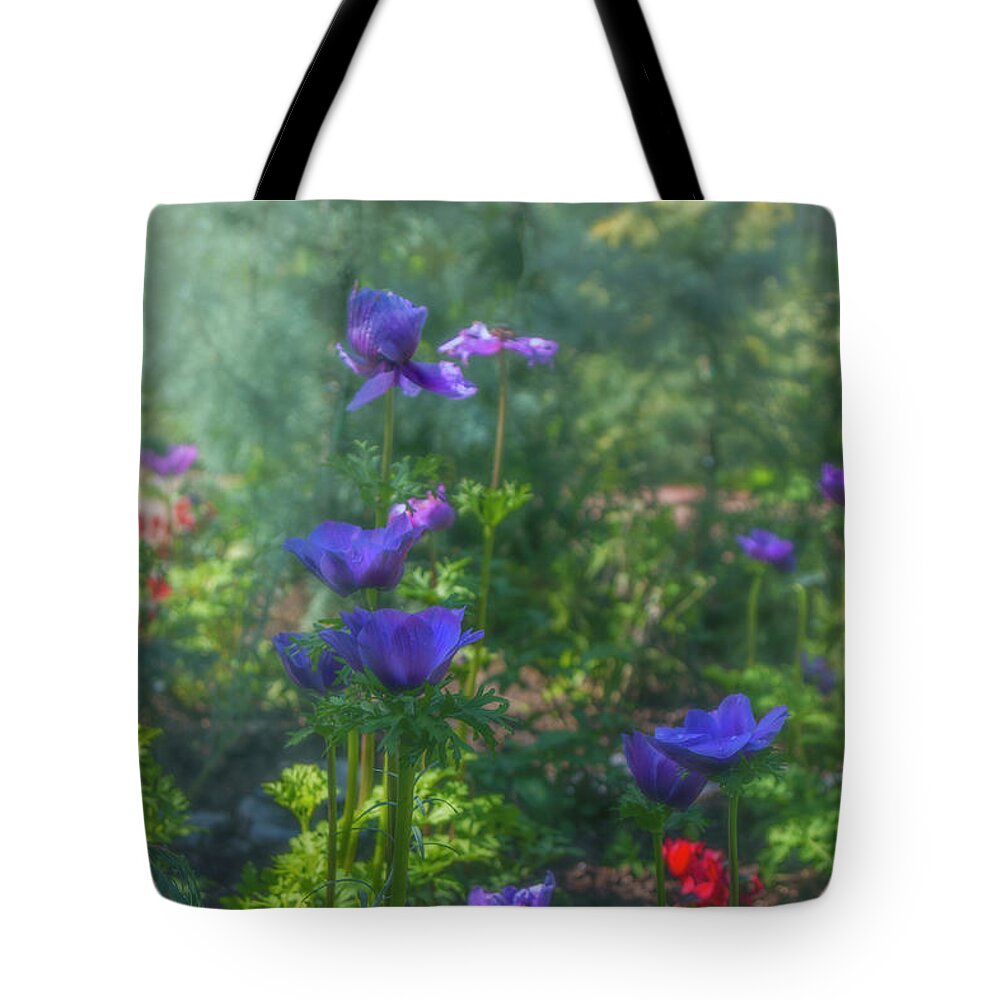 Floral Tote Bag featuring the photograph Anemone Flowers in the Sun Garden by Jade Moon