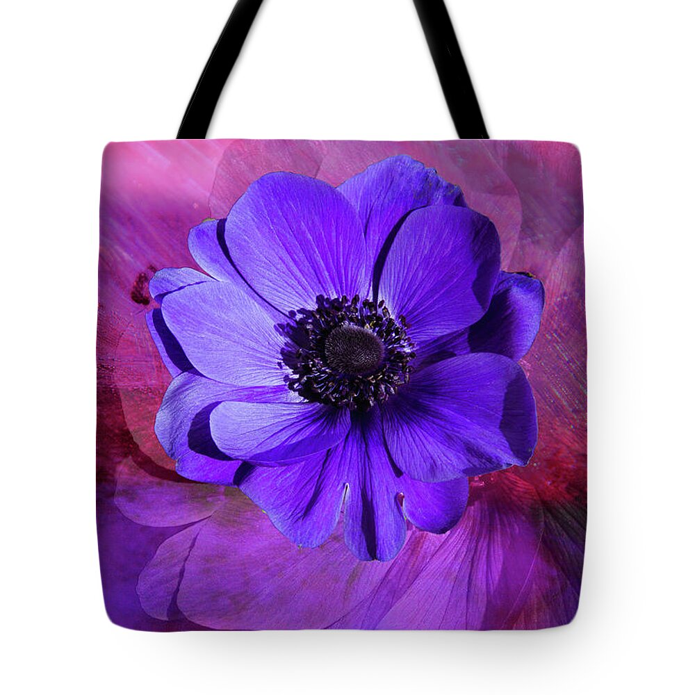 Anemone Tote Bag featuring the digital art Anemone in Purple by Terry Davis