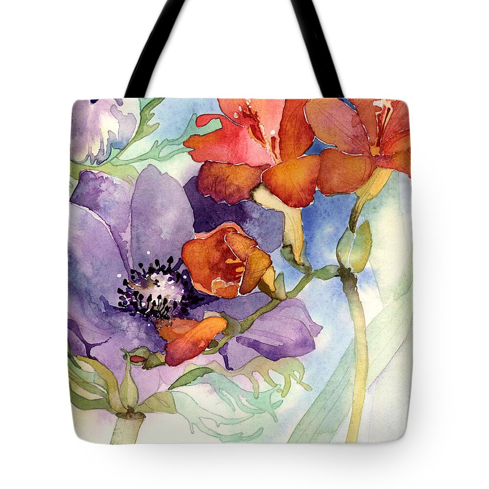 Watercolor Tote Bag featuring the painting Anemone by Casey Shannon