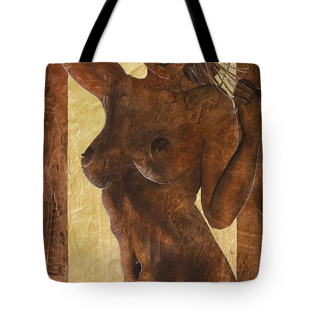 Nude Tote Bag featuring the painting Angel In Gold by Richard Hoedl