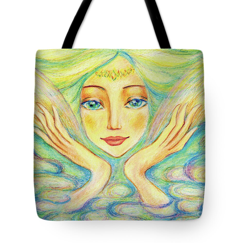 Angel Woman Tote Bag featuring the painting Angel of Serenity by Eva Campbell