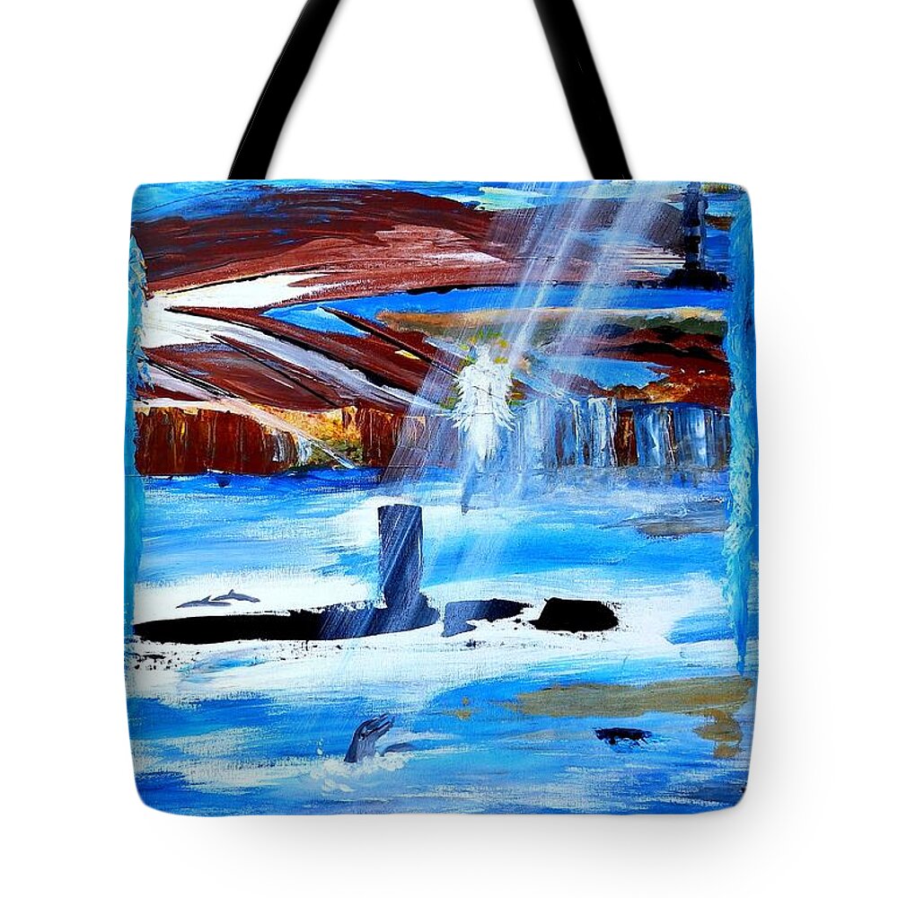 Angel Canvas Print Tote Bag featuring the painting Angel over Water by Jayne Kerr