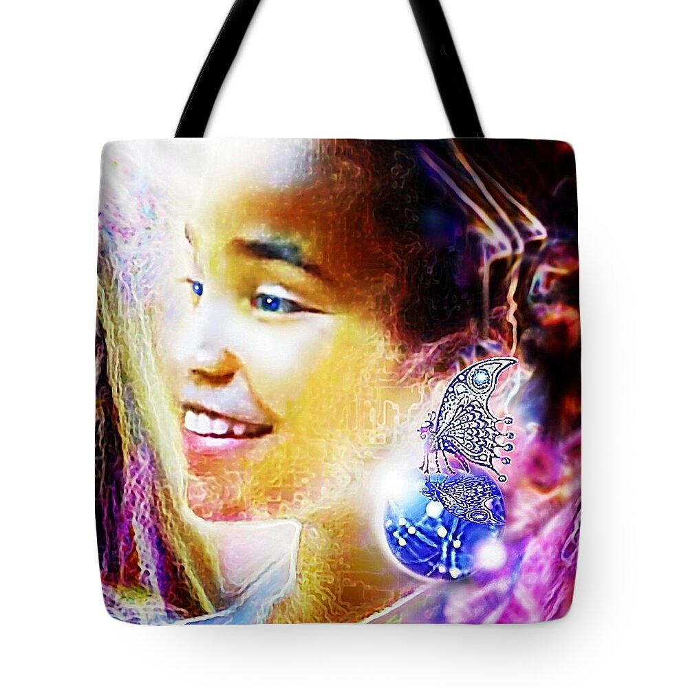 Angel Tote Bag featuring the painting Angel Smile by Hartmut Jager