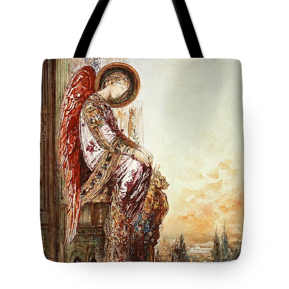 Angelic Tote Bag featuring the painting Angel Traveller by Gustave Moreau