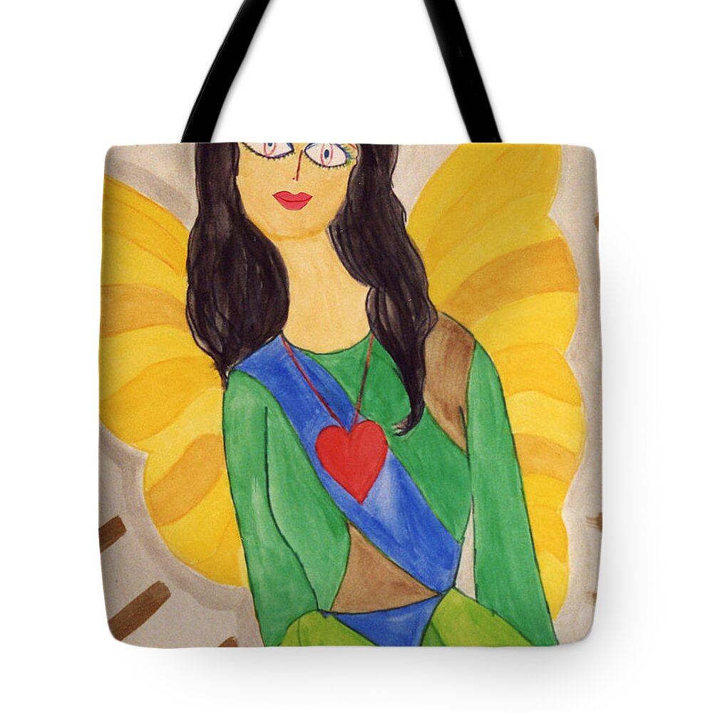 Angels Tote Bag featuring the digital art Angel with Heart by Laura Smith