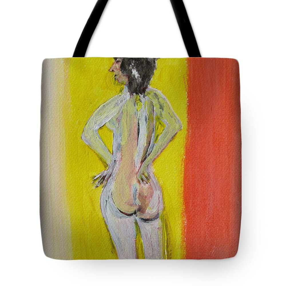 Nude Tote Bag featuring the painting Angela by Roger Cummiskey