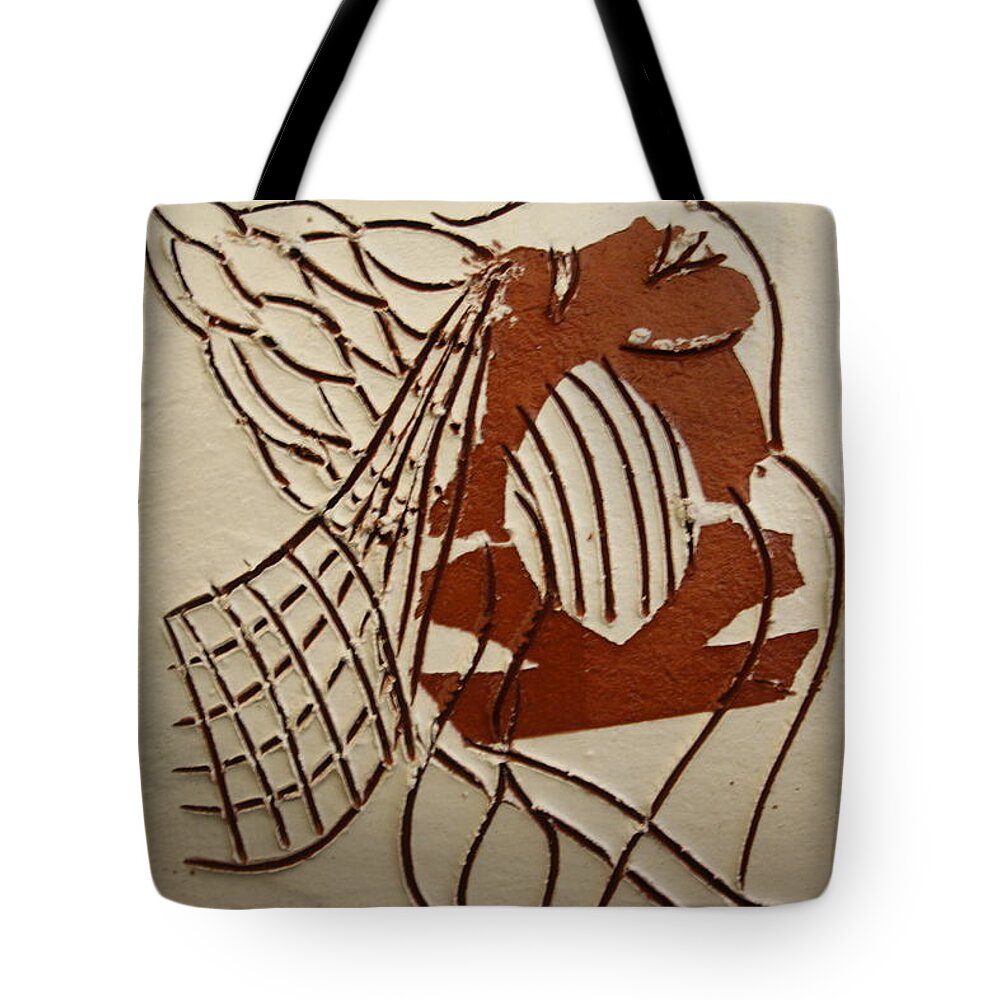 Jesus Tote Bag featuring the ceramic art Angelica - tile by Gloria Ssali