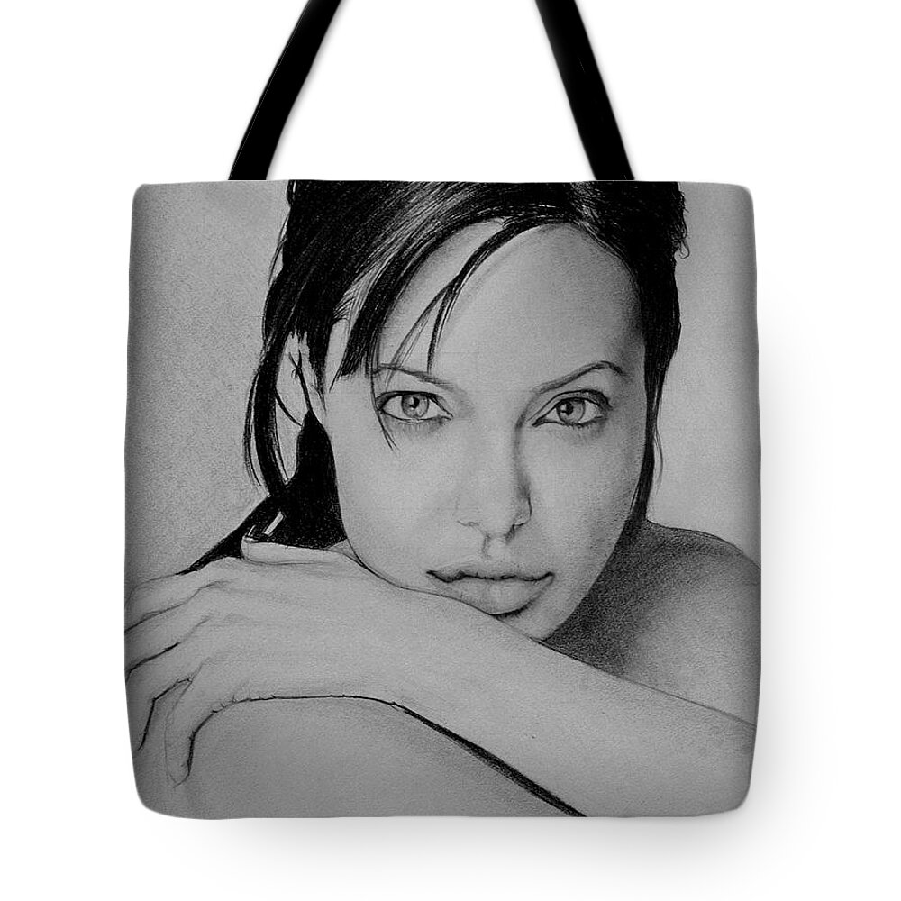 Angelina Jolie Tote Bag by Jeffrey Samuels - Pixels
