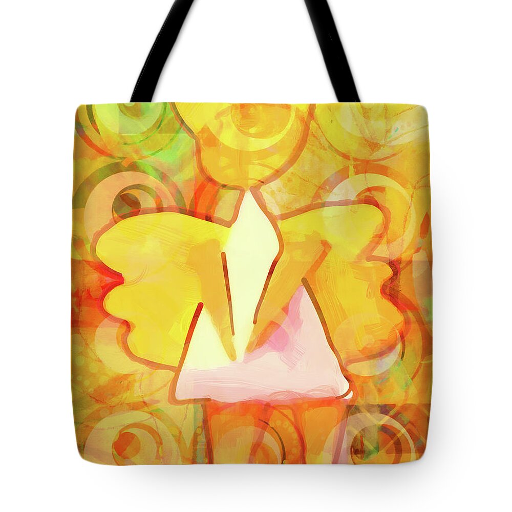 Angelino Tote Bag featuring the mixed media Angelino Yellow by Lutz Baar