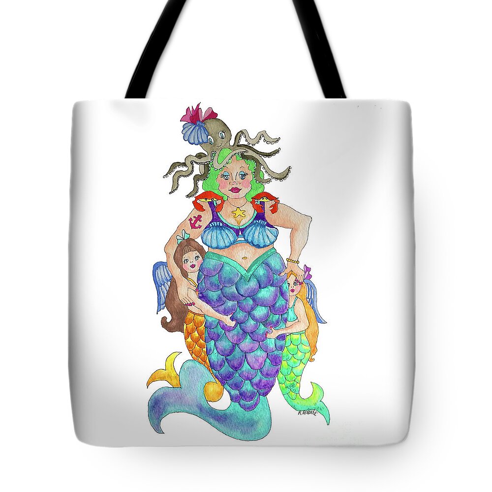 Mermaid Tote Bag featuring the painting Angels Swim Among Us by Rosemary Aubut