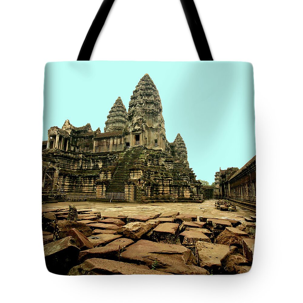  Tote Bag featuring the digital art Angkor Wat by Darcy Dietrich