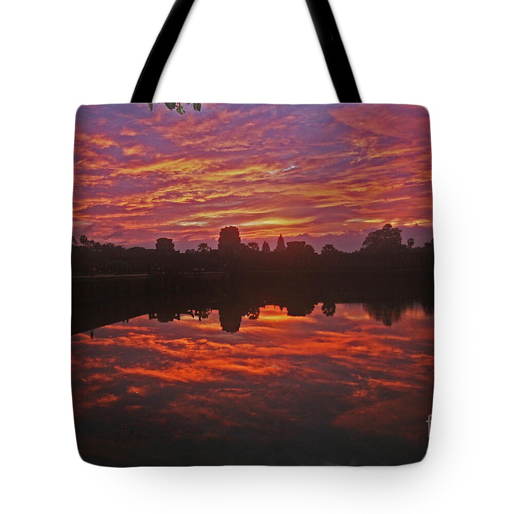  Tote Bag featuring the digital art Angkor Wat  Siem Reap Cambodia by Darcy Dietrich