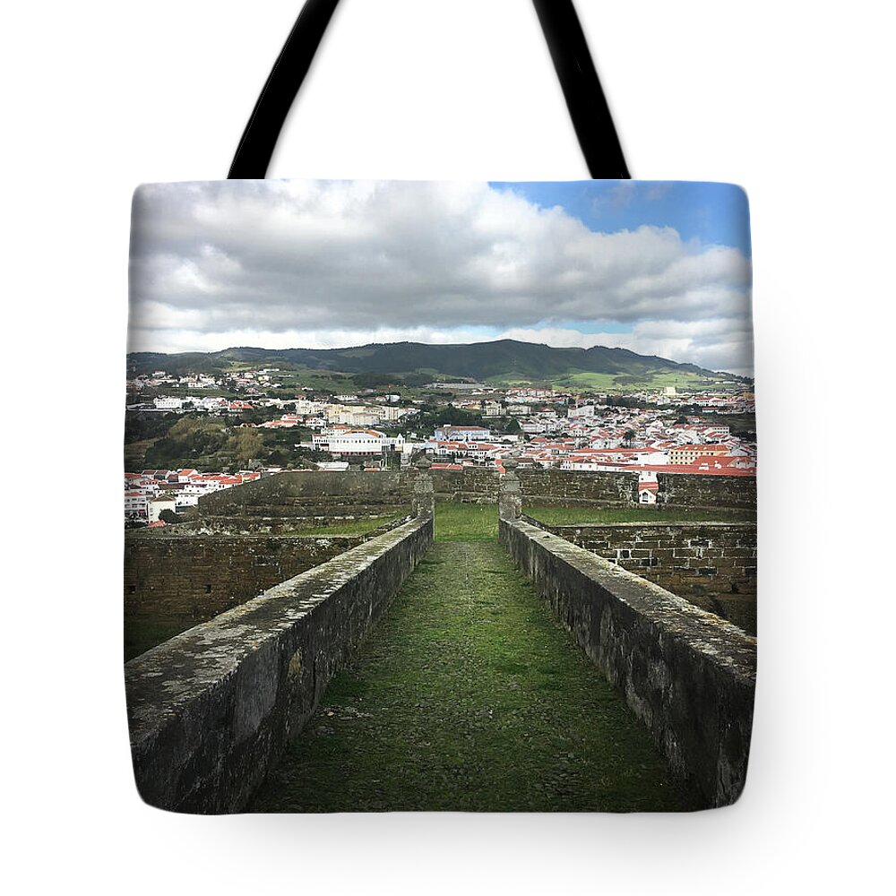Kelly Hazel Tote Bag featuring the photograph Angra do Heroismo from The Fortress of Sao Joao Baptista by Kelly Hazel