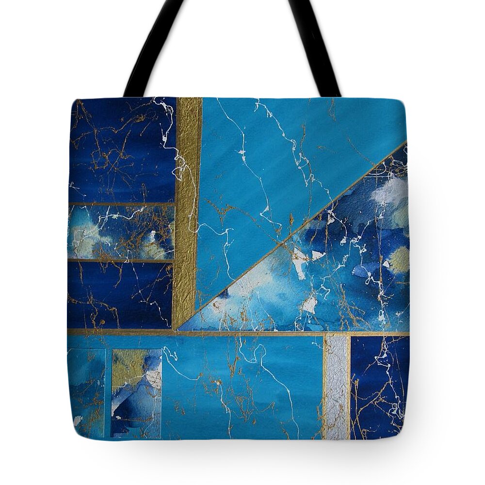 Mixed Media Tote Bag featuring the painting Angular Abstract in Turquoise by Louise Adams