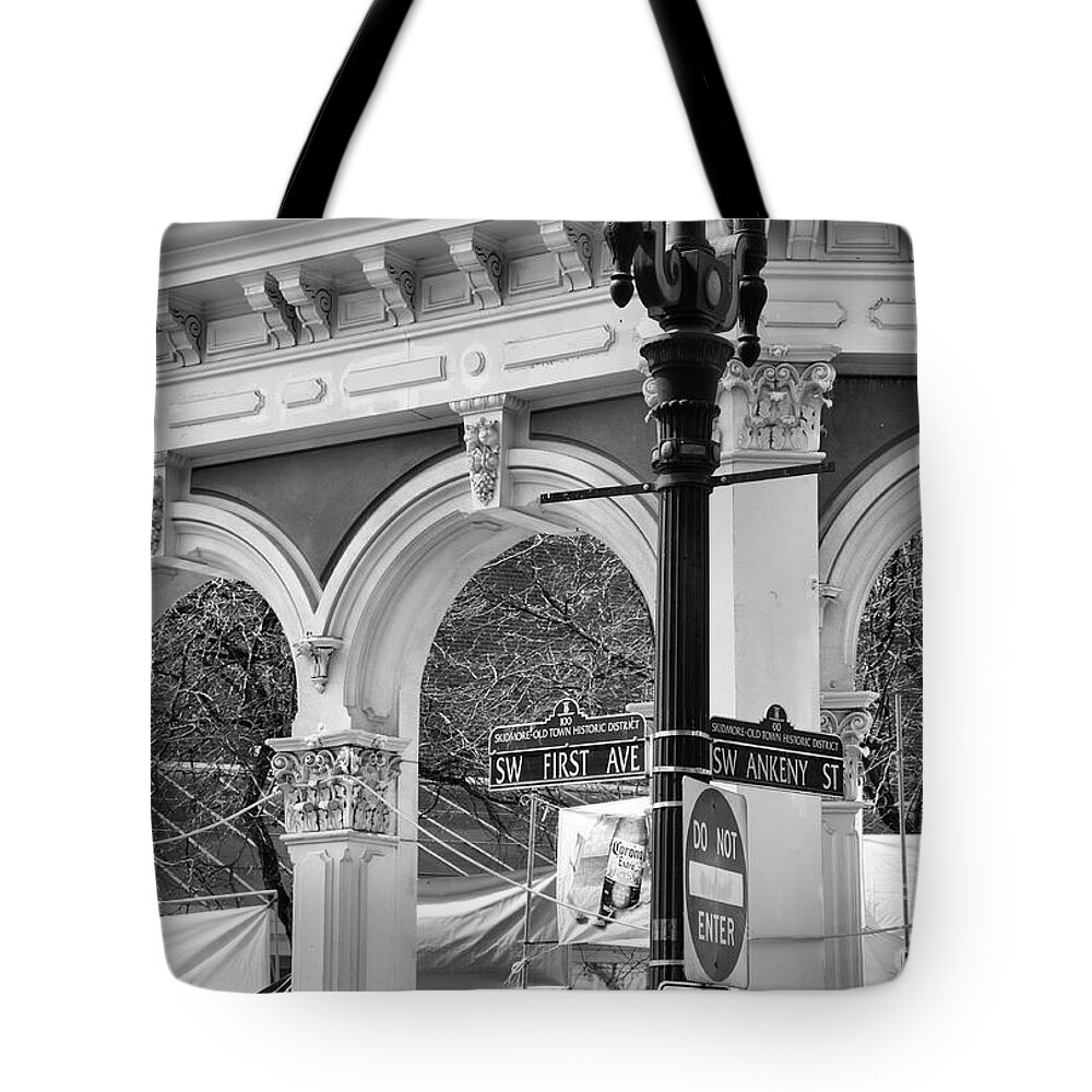 Portland Tote Bag featuring the photograph Ankeny and First Ave Portland by Chuck Kuhn