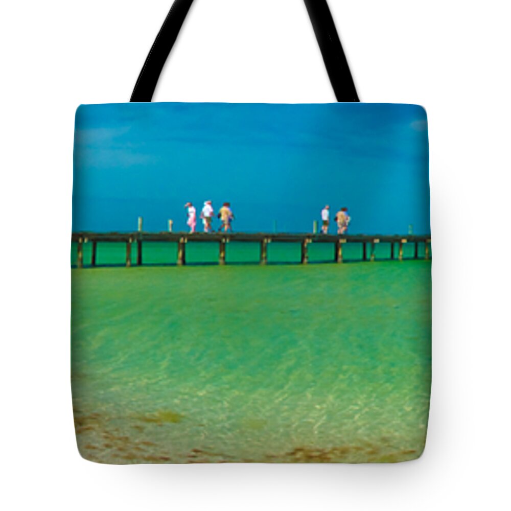 Island Tote Bag featuring the photograph Anna Maria Island Historic City Pier Panorama by Rolf Bertram