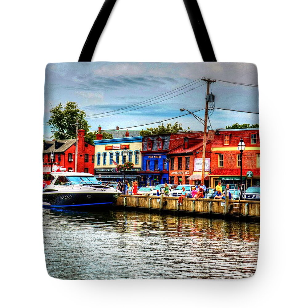 Annapolis Tote Bag featuring the photograph Annapolis City Docks by Debbi Granruth