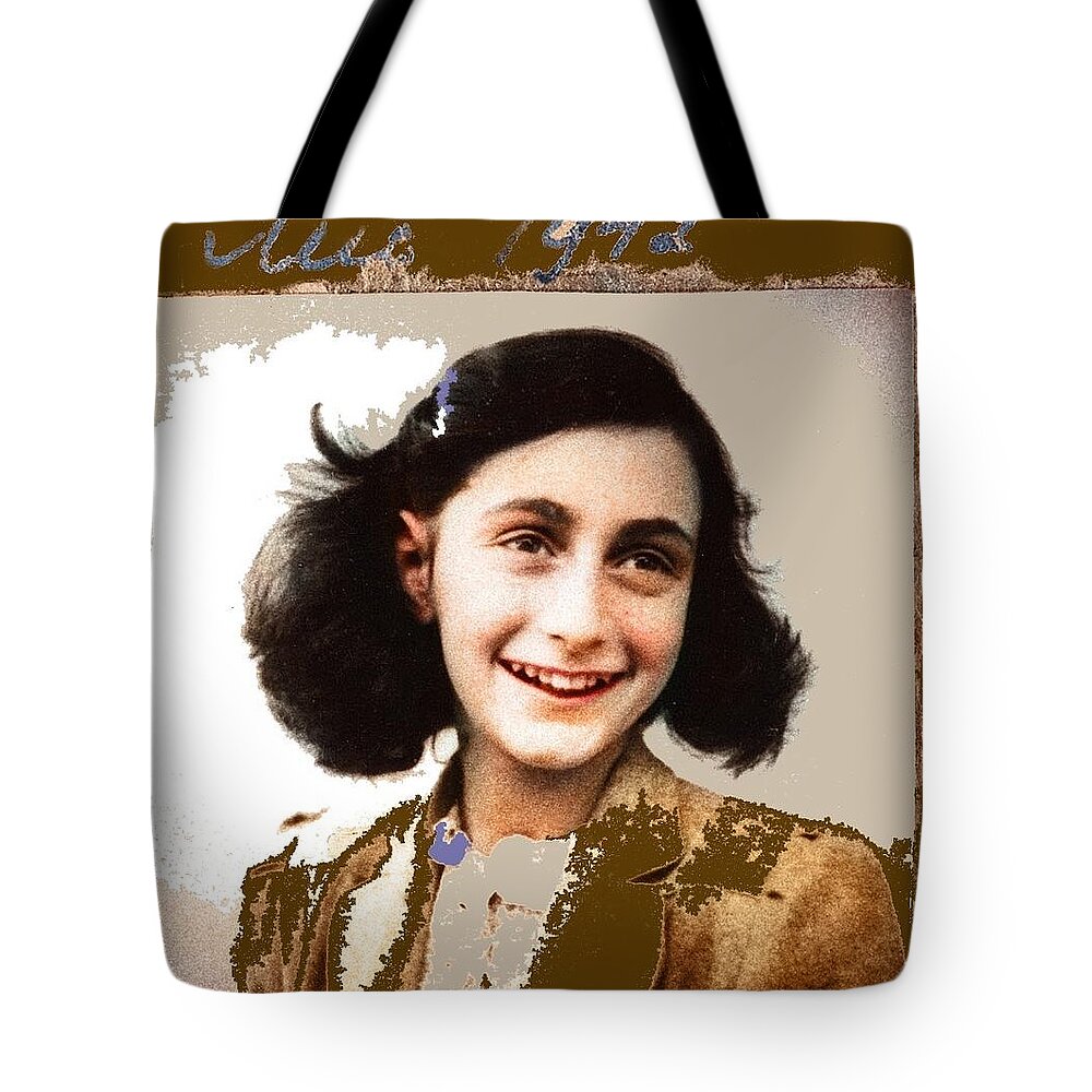 Anne Frank 1942 Tote Bag featuring the photograph Anne Frank 1942-2015 by David Lee Guss