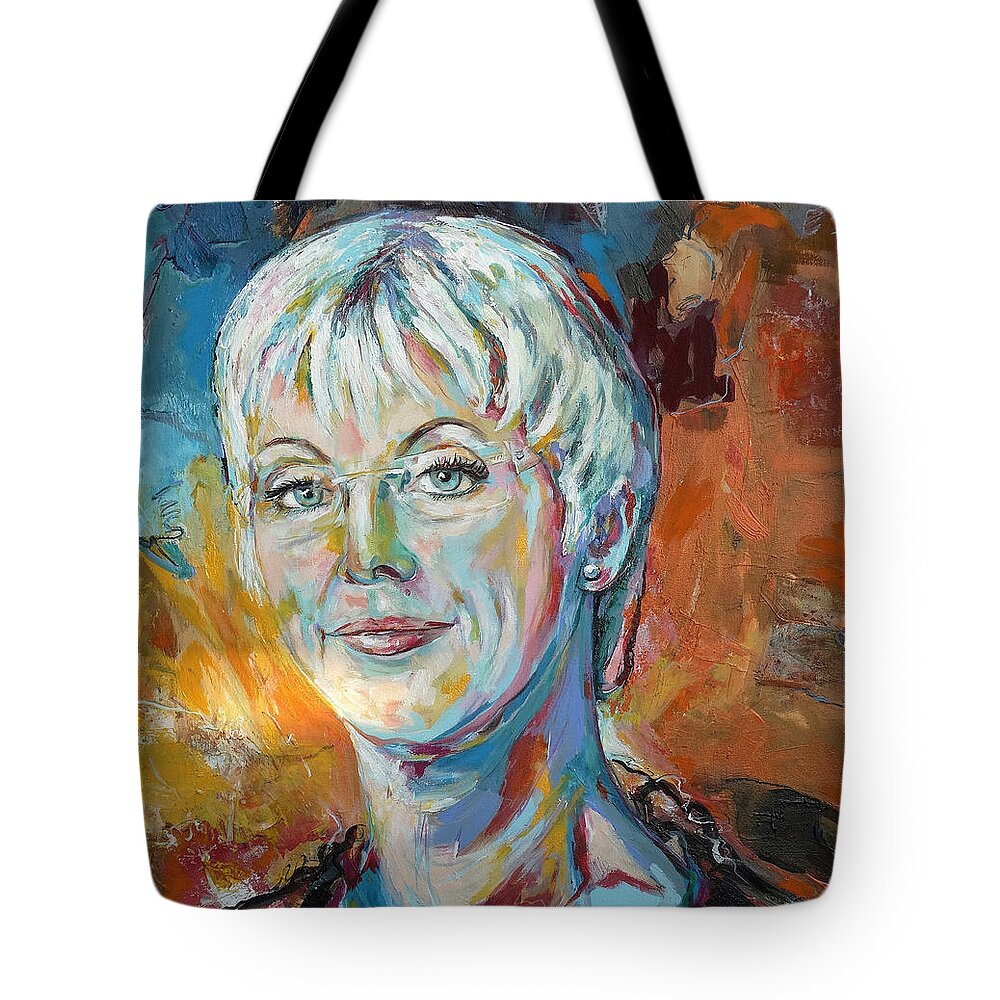 Portrait Tote Bag featuring the painting Annette by Koro Arandia