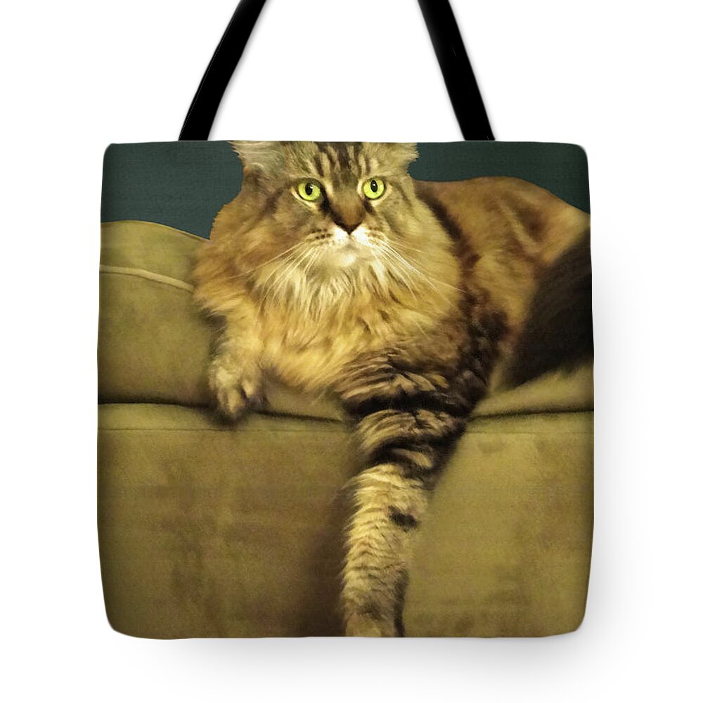 Cat Tote Bag featuring the digital art Annie by M Spadecaller