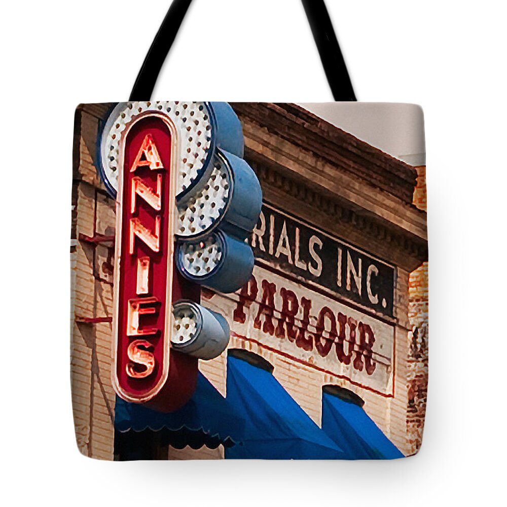 Annie's Parlour Tote Bag featuring the photograph Annies U of M by Susan Stone