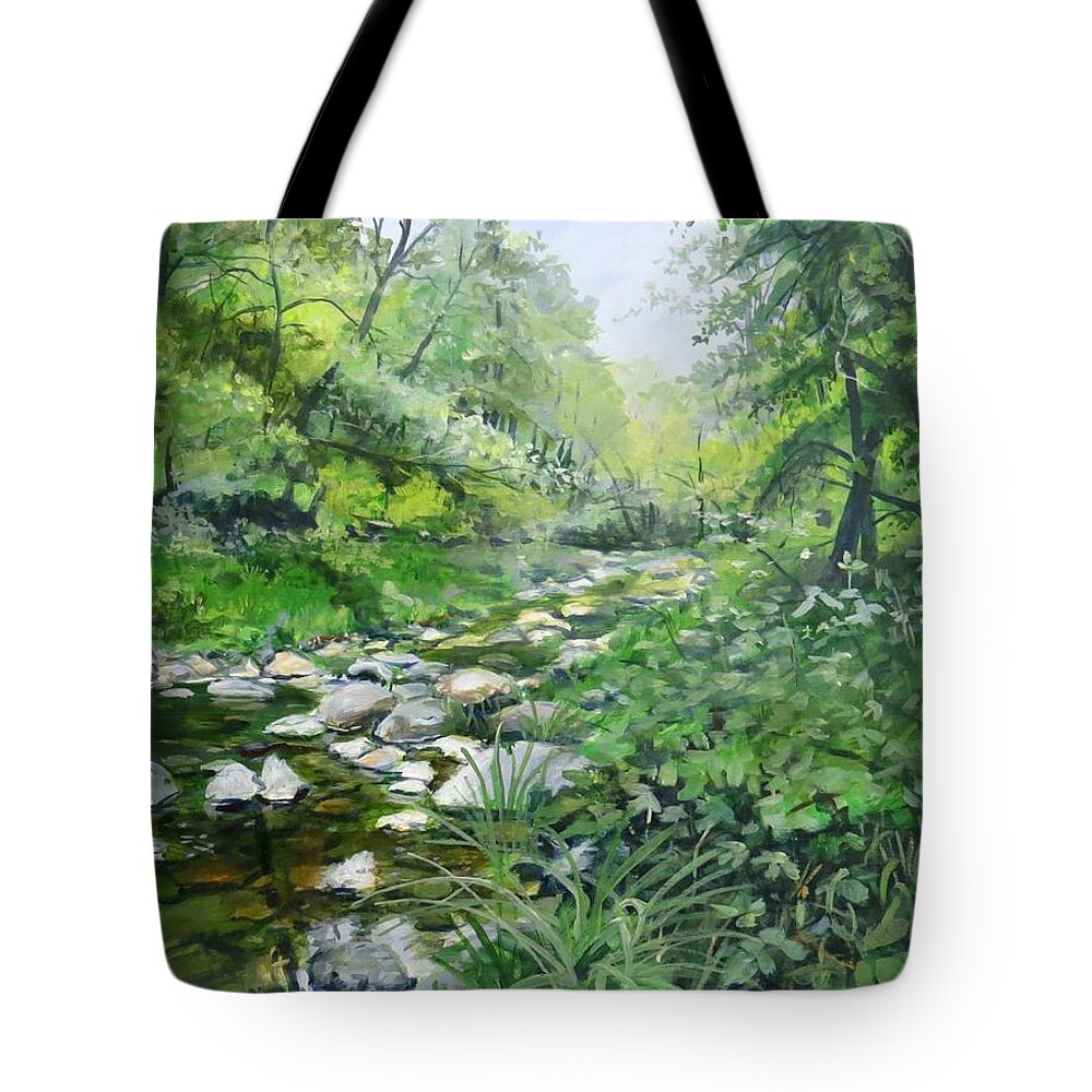 Stream Tote Bag featuring the painting Another Look by William Brody