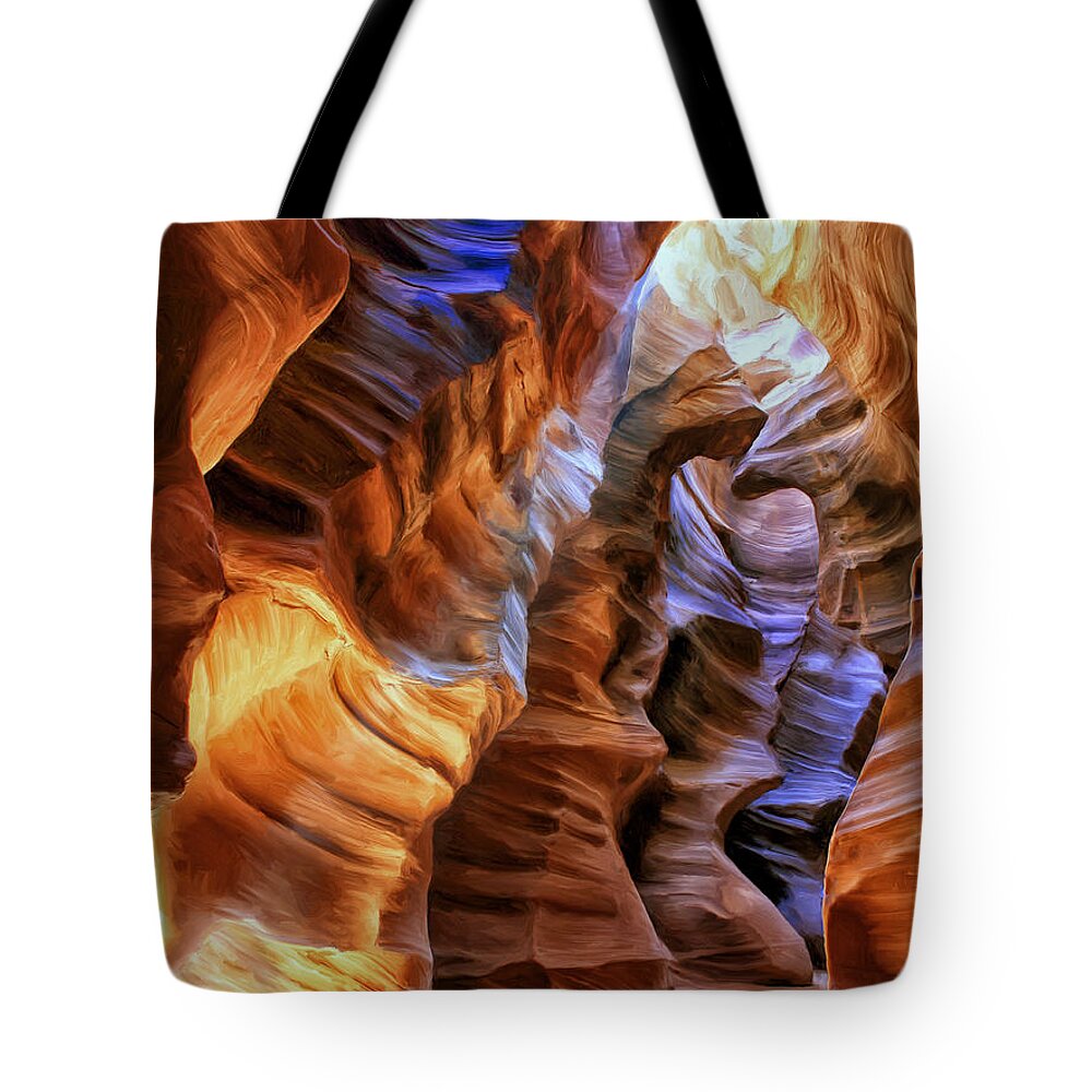 Antelope Canyon Tote Bag featuring the painting Antelope Canyon by Dominic Piperata