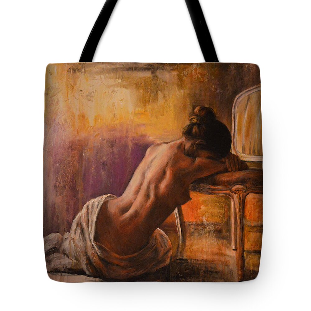Nude Tote Bag featuring the painting Antico by Escha Van den bogerd