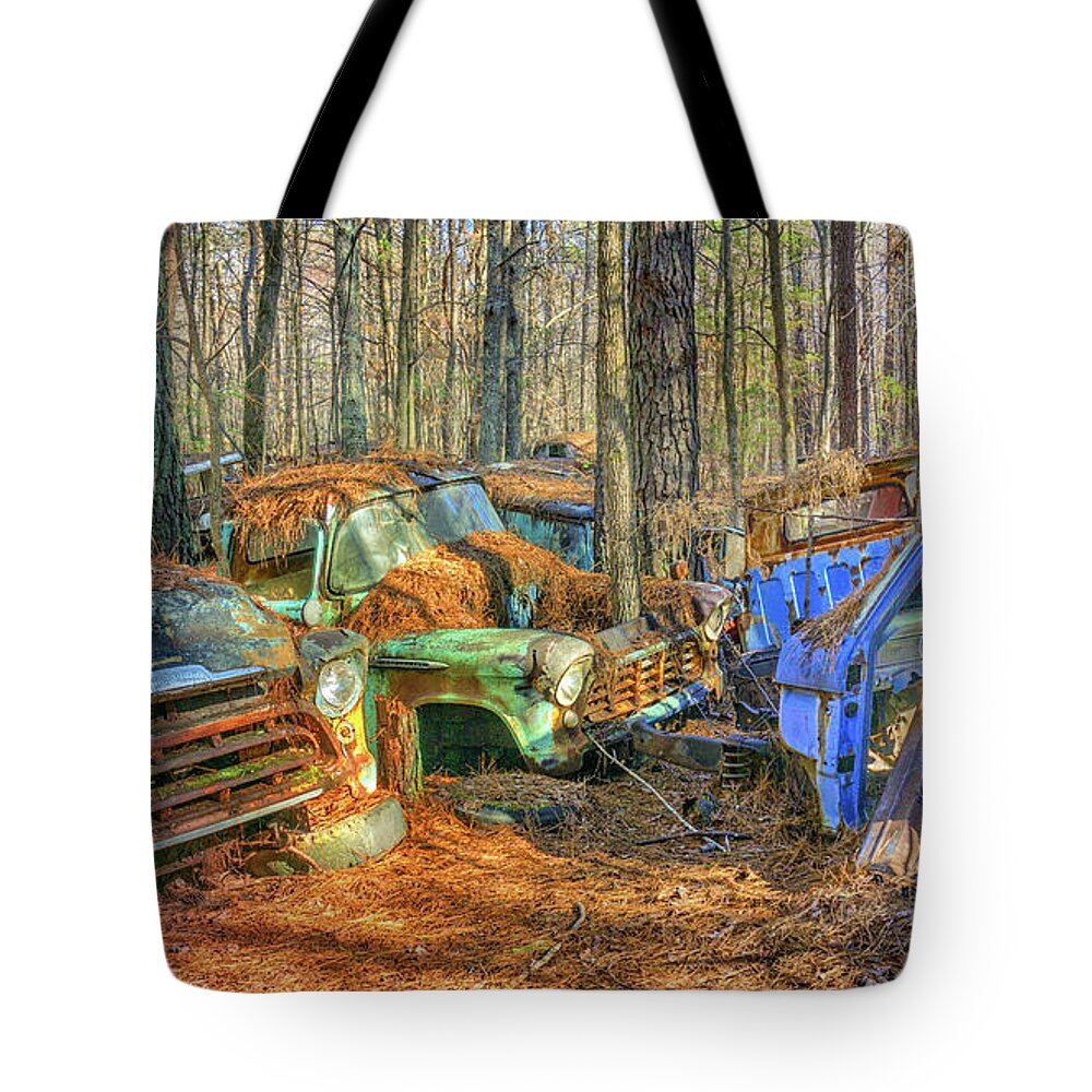Truck Tote Bag featuring the photograph Antique Trucks by Dennis Dugan