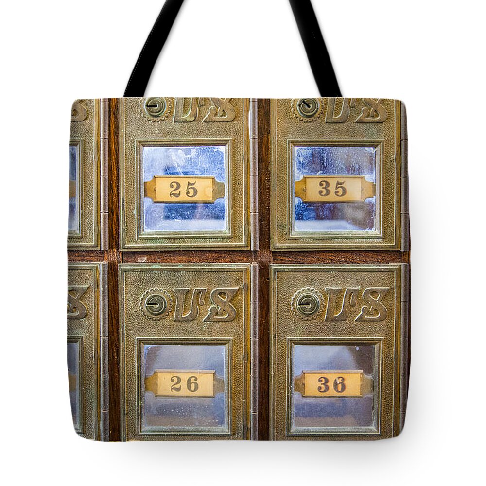 Antique Tote Bag featuring the tapestry - textile Antique Mailbox Color by Kathy Adams Clark