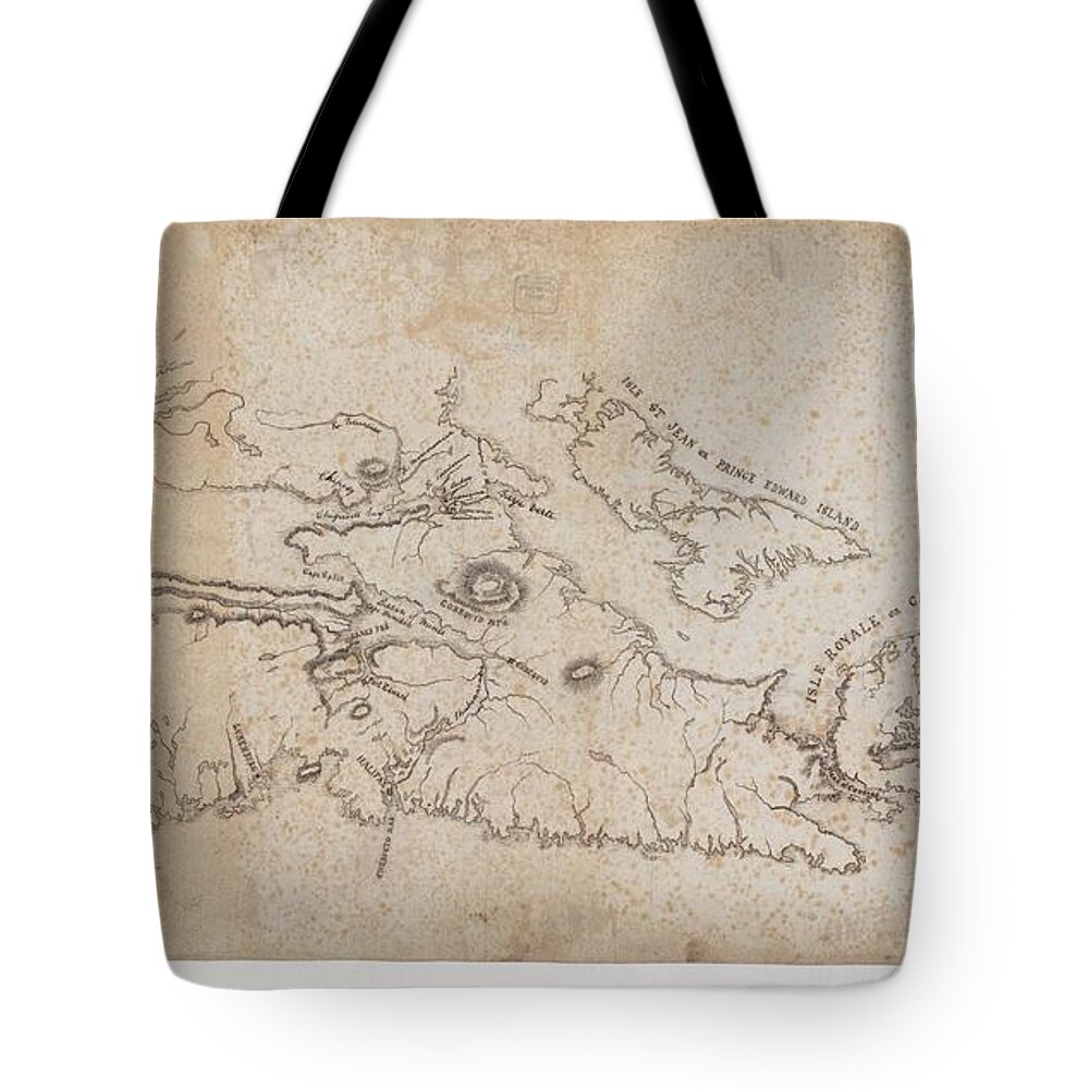 Antique Map Of Acadia With Adjacent Islands Tote Bag featuring the painting Antique Map of Acadia with adjacent islands by MotionAge Designs