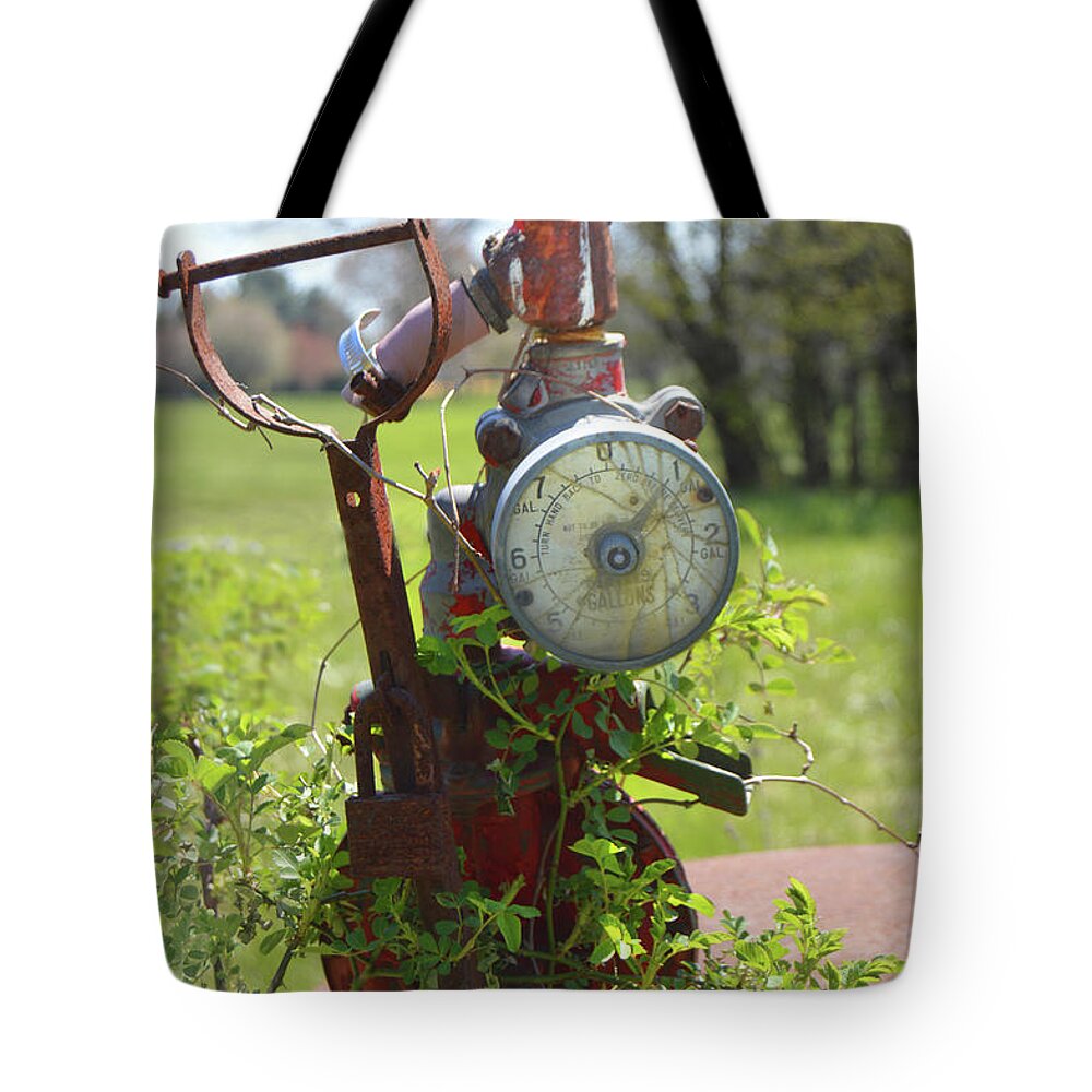 Antique Pump Tote Bag featuring the photograph Antique Pump by Kathy Kelly